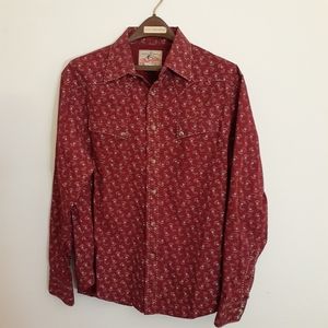 Wrangler western shirt xl country maroon print